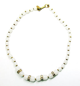 Miriam Haskell 1950s Unique Mid-Century Diamante and Bead Necklace - Front