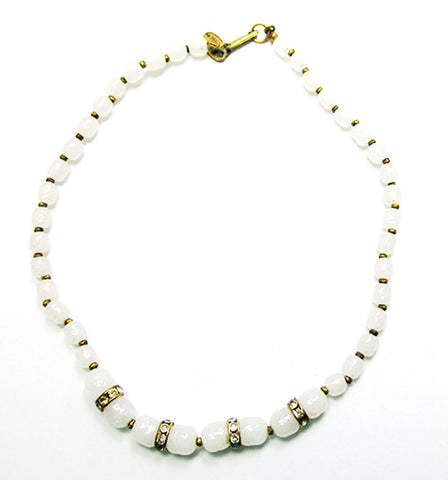 Miriam Haskell 1950s Unique Mid-Century Diamante and Bead Necklace - Front