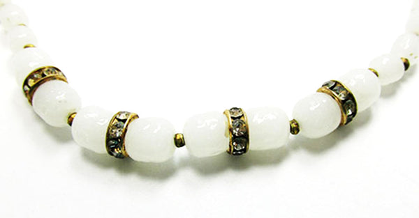 Miriam Haskell 1950s Unique Mid-Century Diamante and Bead Necklace - Close Up
