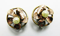 Raleigh 1940s Vintage Exquisite Pearl Floral Necklace and Earrings Set - Earrings - Thumbnail