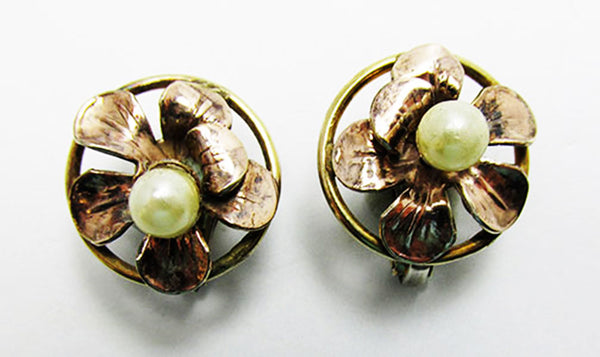 Raleigh 1940s Vintage Exquisite Pearl Floral Necklace and Earrings Set - Earrings