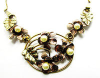 Raleigh 1940s Vintage Exquisite Pearl Floral Necklace and Earrings Set - Close Up - Thumbnail
