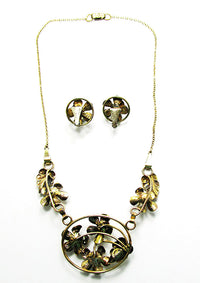 Raleigh 1940s Vintage Exquisite Pearl Floral Necklace and Earrings Set - Back - Thumbnail