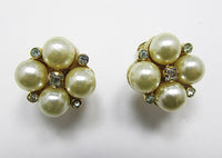 Castlecliff Vintage Retro Lovely Pearl Geometric Button Earrings - Thumbnail