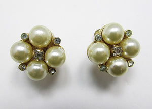 Castlecliff Vintage Retro Lovely Pearl Geometric Button Earrings