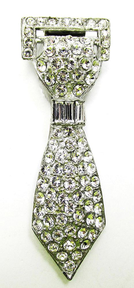 Coro Rare R Mark Vintage 1930s Designer Jewelry Diamante Dress Clip - Front