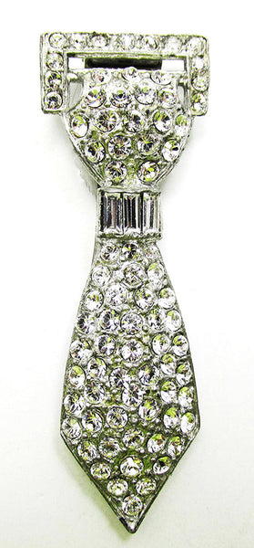 Coro Rare R Mark Vintage 1930s Designer Jewelry Diamante Dress Clip - Front