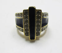 Panetta Vintage 1950s Gorgeous Enamel Art Deco Style Ring - Thumbnail