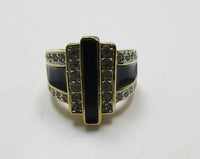 Panetta Vintage 1950s Gorgeous Enamel Art Deco Style Ring - Thumbnail