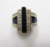 Panetta Vintage 1950s Gorgeous Enamel Art Deco Style Ring - Thumbnail