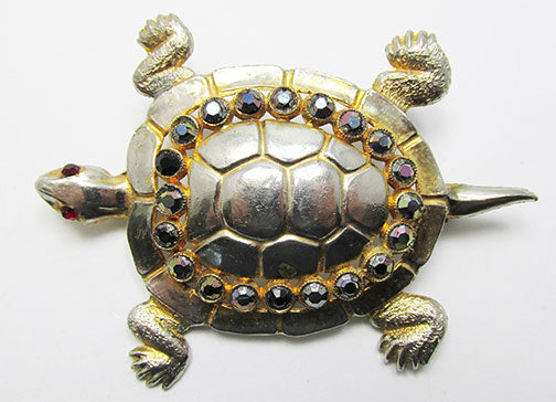 Cute Vintage Mid Century 1950s Figural Turtle Pin