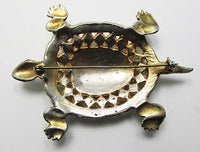Cute Vintage Mid Century 1950s Figural Turtle Pin - Thumbnail