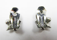 Marvella Vintage Striking 1950s Pearl and Rhinestone Button Earrings - Thumbnail