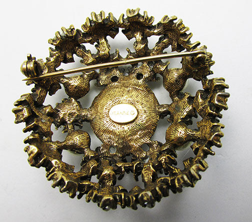 Jeanne Vintage Gorgeous 1950s Rhinestone and Pearl Dome Pin