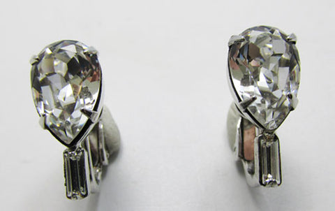 Napier Vintage Mid Century 1950s Minimalist Rhinestone Earrings