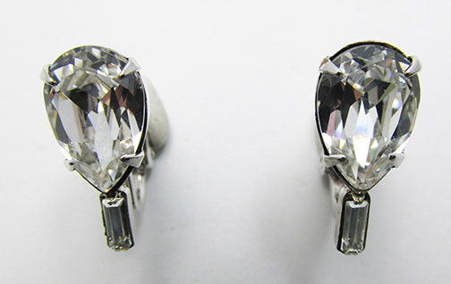 Napier Vintage Mid Century 1950s Minimalist Rhinestone Earrings