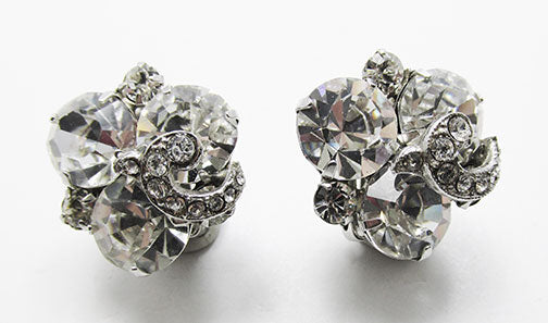 Weiss Vintage 1950s Extraordinary Rhinestone Button Earrings