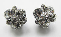 Weiss Vintage 1950s Extraordinary Rhinestone Button Earrings - Thumbnail