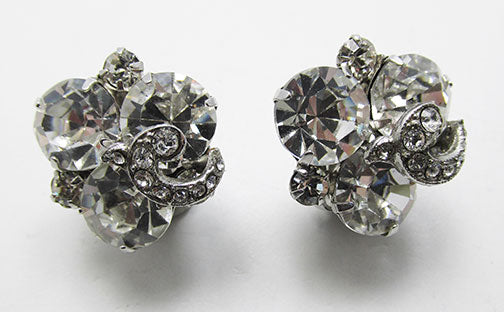 Weiss Vintage 1950s Extraordinary Rhinestone Button Earrings