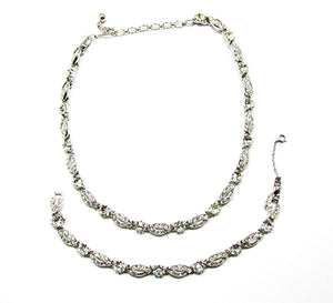 Ora 1950s Vintage  Jewelry Superb Diamante Necklace and Bracelet - Front