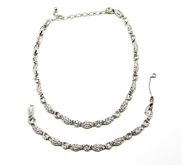 Ora 1950s Vintage  Jewelry Superb Diamante Necklace and Bracelet - Front