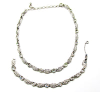 Ora 1950s Vintage  Jewelry Superb Diamante Necklace and Bracelet - Front - Thumbnail