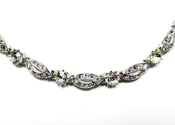 Ora 1950s Vintage  Jewelry Superb Diamante Necklace and Bracelet - Close Up