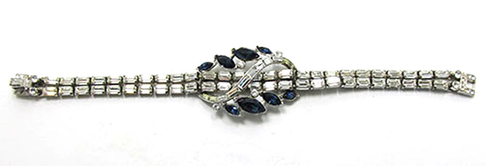 Crown Trifari Vintage Jewelry 1940s Art Deco Style Diamante Bracelet - Front