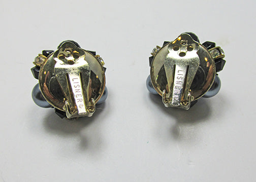Lisner Vintage Unique Mid Century Bead, Pearl and Rhinestone Earrings