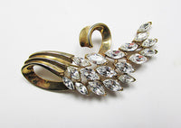 Vintage Mid Century 1950s Breathtaking Rhinestone Floral Spray Pin - Thumbnail