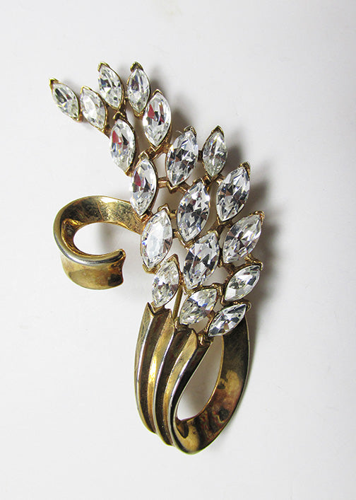 Vintage Mid Century 1950s Breathtaking Rhinestone Floral Spray Pin