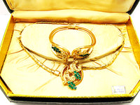 Oleg Cassini 1950 Vintage Diamante and Pearl Gold Plate Four Piece Set - Box Interior - Thumbnail