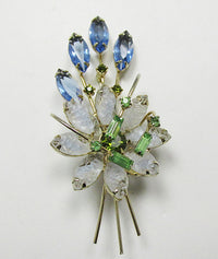 Vintage 1950s Stunning Three Dimensional Floral Bouquet Pin - Thumbnail