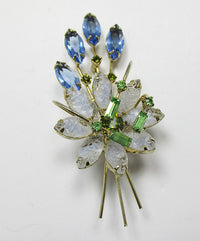 Vintage 1950s Stunning Three Dimensional Floral Bouquet Pin - Thumbnail