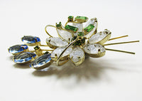 Vintage 1950s Stunning Three Dimensional Floral Bouquet Pin - Thumbnail