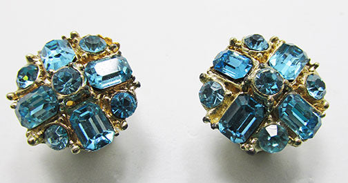 Claudette Vintage Mid-Century Flawless Aquamarine Button Earrings