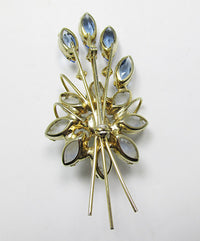 Vintage 1950s Stunning Three Dimensional Floral Bouquet Pin - Thumbnail