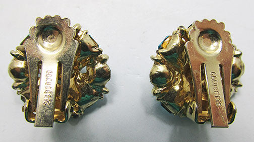 Claudette Vintage Mid-Century Flawless Aquamarine Button Earrings