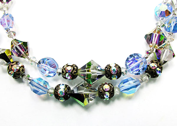 1950s Vintage Jewelry Eye-Catching Crystal and Bead Choker Necklace - Close Up