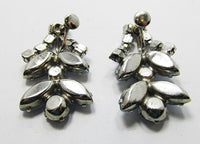 Vintage Mid Century Stunning Glamour Blue Rhinestone Drop Earrings - Thumbnail