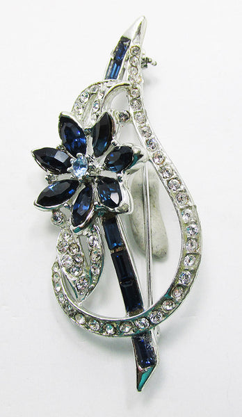 Vintage 1950s Eye-Catching Mid Century Sapphire Floral Pin