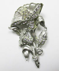 Vintage Lovely 1930s Book Piece Rhinestone Floral Bouquet Pin - Thumbnail