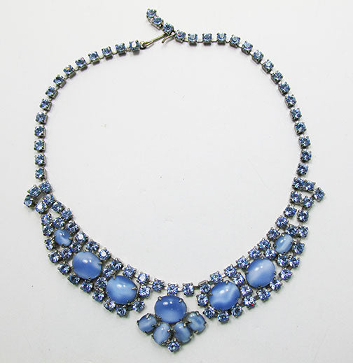 Vintage 1950s Gorgeous Sapphire Blue and Moonstone Necklace