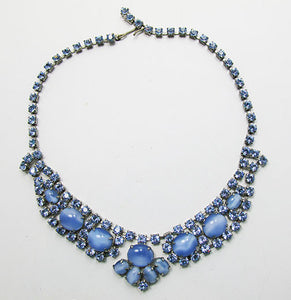 Vintage 1950s Gorgeous Sapphire Blue and Moonstone Necklace