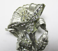 Vintage Lovely 1930s Book Piece Rhinestone Floral Bouquet Pin - Thumbnail