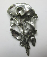 Vintage Lovely 1930s Book Piece Rhinestone Floral Bouquet Pin - Thumbnail