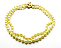 Vintage 1950s Jewelry Lovely Mid-Century Double Strand Pearl Necklace - Front - Thumbnail