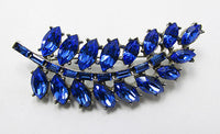 Wiesner Vintage 1950s Spectacular Sapphire Blue Leaf Pin