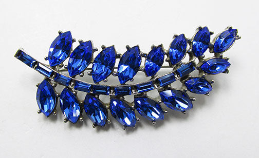Wiesner Vintage 1950s Spectacular Sapphire Blue Leaf Pin