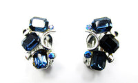 Lisner 1950s Vintage Jewelry Mid-Century Sapphire Pin and Earrings Set - Earrings - Thumbnail